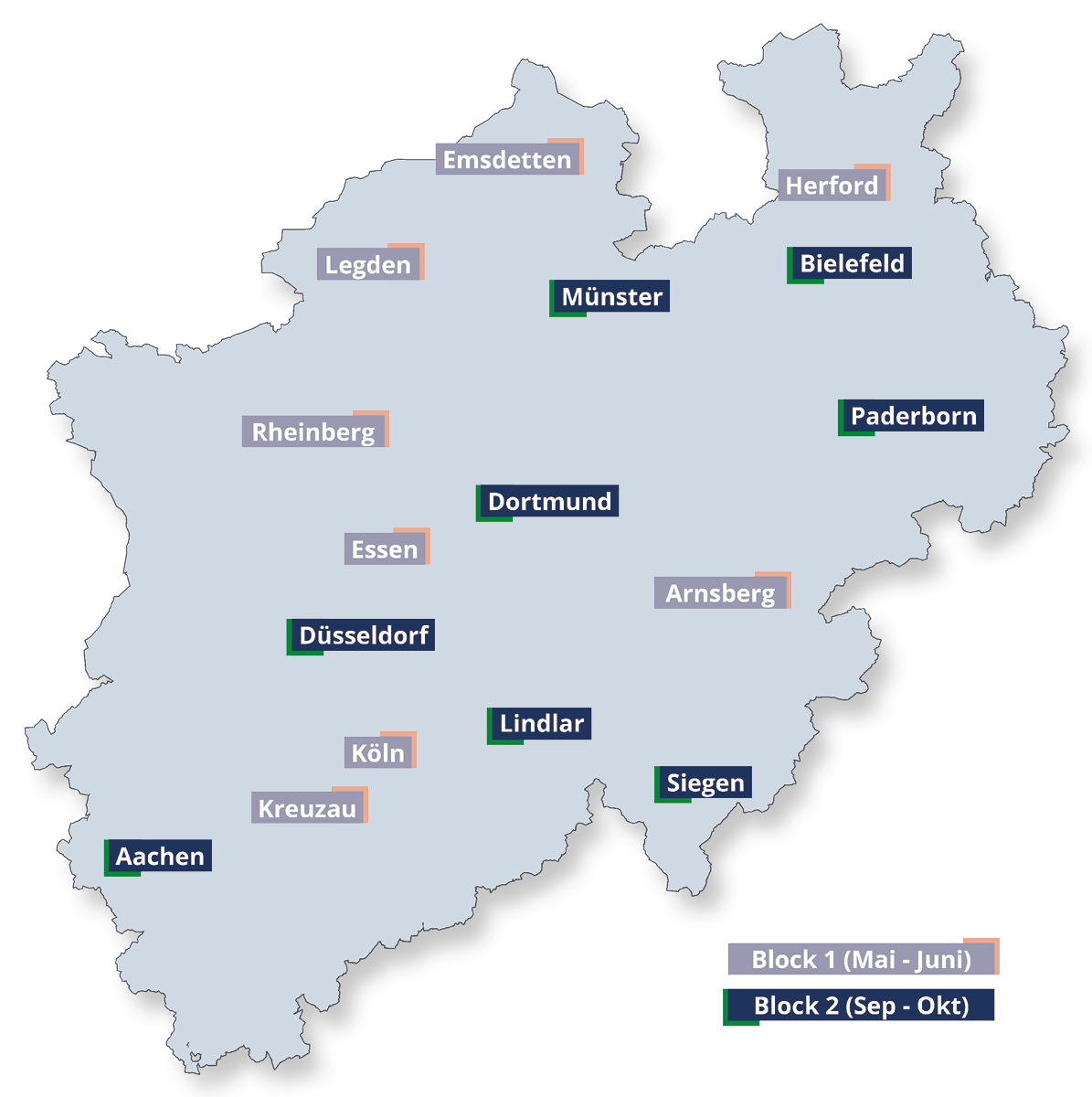 16 Aktionstage in NRW - Karte der Veranstaltungsorte